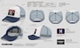 make a hat and cap mock ups with tech pack with your idea