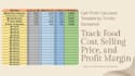 create a food cost calculator, menu costing and excel dashboard