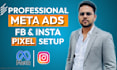 run fb and insta ads , pixel setup manager