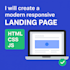 create modern landing page HTML, CSS, js