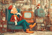 create a retro style cartoon illustration