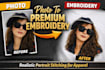 digitize portrait or face to embroidery dst pes files