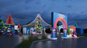 stunning 3d christmas decoration, outdoor stage design,ornament tree,cgi render