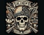 design retro custom skull veterans logo