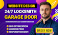 design locksmith and garage door repair website with emergency booking