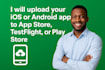 upload your ios or android app to appstore testflight or play store and applesto
