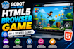 develop a godot HTML5 browser game for web and desktop
