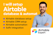 setup airtable database, automation, CRM system, and softr integration