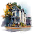 do an watercolor house portrait