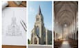 do church design elevation 3d rendering interior design