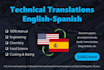 manually translate from english or spanish engineering chemistry culinary texts