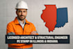 licensed architect, structural engineer, pe stamp in illinois, indiana