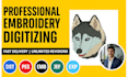 professionally digitize embroidery designs in wilcom with premium quality