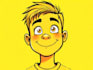 draw yellow cartoon in yellow portrait