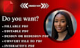 create fillable PDF, editable PDF, interactive ebook,planner