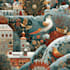 create a beautiful illustrated christmas card