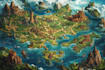 create an amazing fantasy map illustration