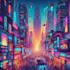 do cyberpunk futuristic city art