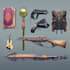design creative concept art of weapons and items