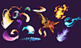 design 2d pixel art vfx, spell effects, and game skill icons