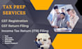 prepare gst returns, registration, itr, tds and tcs return in india