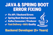 fix java, spring boot, kafka, API, or microservice errors