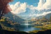 draw fantasy background and landscape