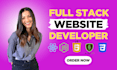do custom website development as full stack developer, front end and back