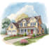 create a custom digital watercolor house portrait