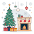 design a custom flat style christmas illustration