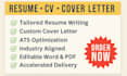 write a professional ats resume, CV and cover letter
