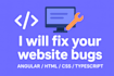 fix front end UI issues , HTML CSS layout problems and angular bugs