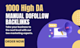 do 1000 high da DR dofollow manual seo link building