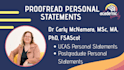 proofread and advise on your personal statement