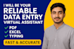 be your reliable data entry virtual assistant