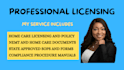 write professional licensing policies, compliance procedures, and manuals