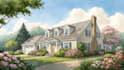 draw realistic house digital watercolor portrait