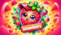 design strawberry character mascot logo with express delivery
