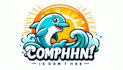 design cartoon dolphin surfer set logo with free source file