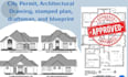 architect construction and architectural plan blueprint for city permit approval