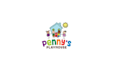 make traditional childcare logo with playhouse