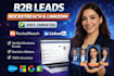 do b2b lead generation using rocketreach and linkedin research