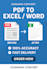 convert your PDF to excel, word, CSV