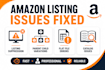fix amazon listing issues, suppression and variations
