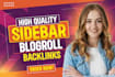 create 75 sidebar blogroll permanent homepage  backlinks