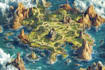 hand draw a fantasy map with digital watercolours