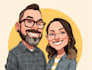 make a depict a couples caricature design