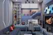 create 3d gaming room design, play room, bedroom gaming setup, kids room render