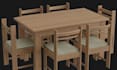 do 3d table, 3d chair, 3d spoon and 3d pot