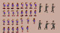 pixel sprite sheet, character sprite animation, game assets, 8 direction pixel